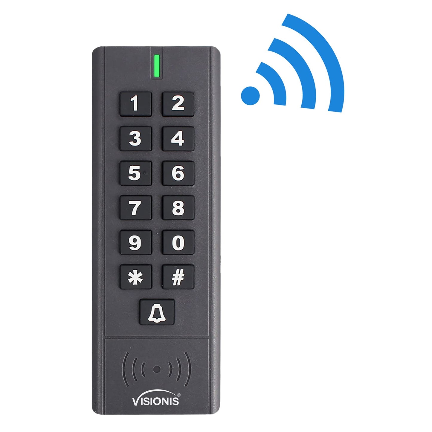 Visionis VIS-3200 Outdoor IP65 Black Access Control Kit with Wireless RFID Keypad, Exit Button, Receiver, 433 MHz 165 Ft Range with 500 Users