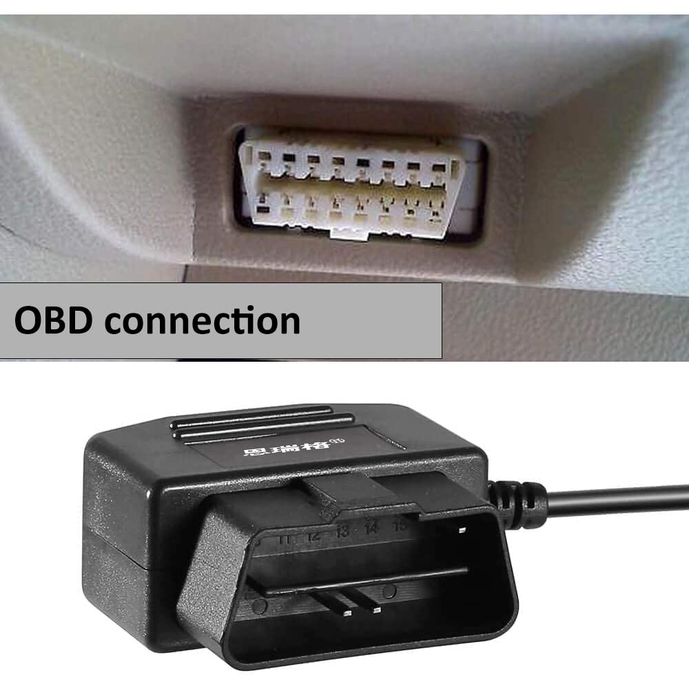 EnruigeOK Universal OBD OBD2 Power Cable for Dash Camera 24 Hours Surveillance/Acc Mode with Switch Button, 3Pin OBDII Adapter Hardwire Charger Cable