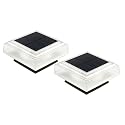 2-Pack Warm Solar Powered Deck Fence Post Cap Lights - Waterproof LED 6x6, 5x5, or 4x4 for Wooden or Vinyl Fence Post Caps by Pure Garden (Black)