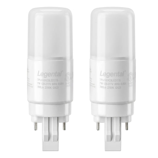 Silverlite [Plug&Play] 7w(18w CFL Equivalent) LED Stick PL Bulb GX23-2 Pin Base, 700LM, Soft White(2700k), Driven by 120-277V and CFL Ballast, UL