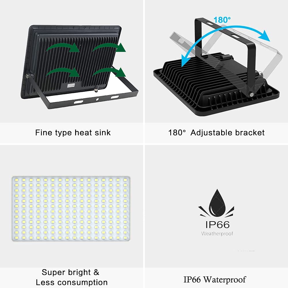 Gopretty 200W LED Flood Light Bulbs 2 Pack, Outdoor Waterproof IP66, 6000K Daylight White, Exteriores Security Floodlights for Yard, Garden, Garage