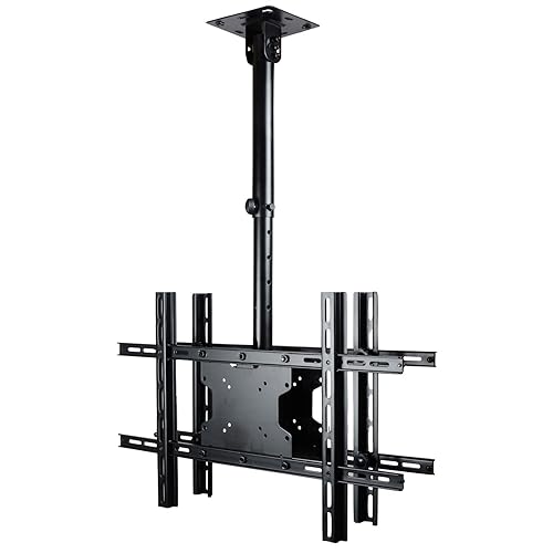 VideoSecu Tilt Swivel Height Adjustable Dual TV Ceiling Mount for Most 32"-75" Double LCD LED TVs Monitors up to VESA 600x400mm with TV Ceiling Mount