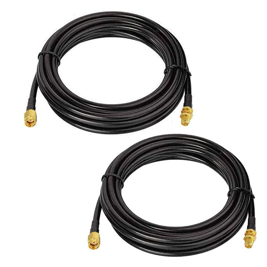 CORONIR 33ft WiFi Coaxial Extension Cable RP Male to RP Female Connector RG58 Cable for Wireless LAN Router Bridge Cellular Antenna Extension, 2Pack