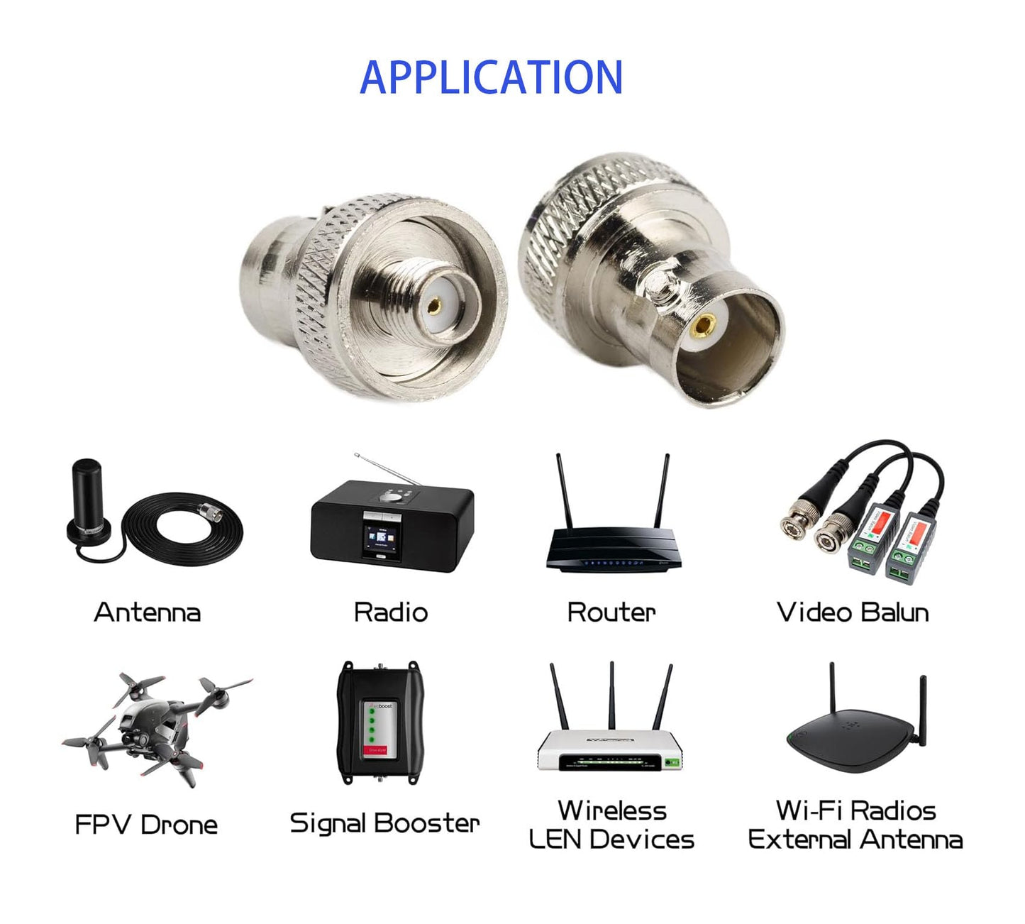 DHT Electronics 2pcs SMA Female to BNC Female Convert Adapter for Two Way Radio BaoFeng UV-5R FD-880