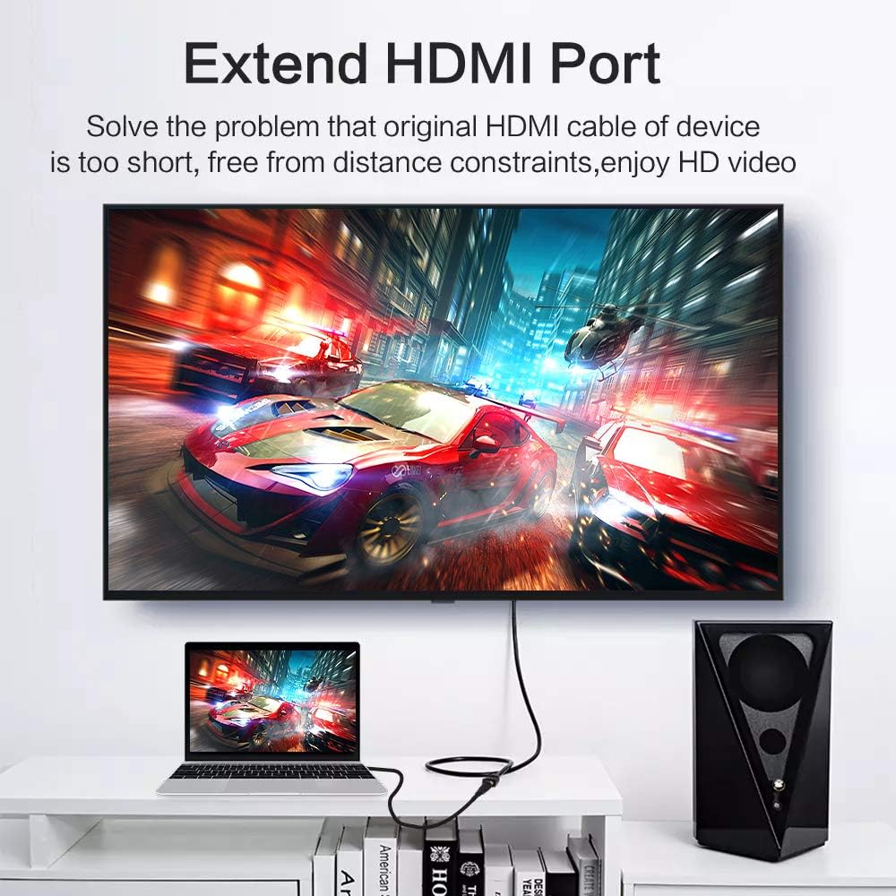 Cmple - HDMI Extension Cable 1.5 ft Male to Female HDMI Adapter Cord 4K@60Hz 2150p 1080p 3D Audio/Video Extender Compatible with Laptop, Gaming PC