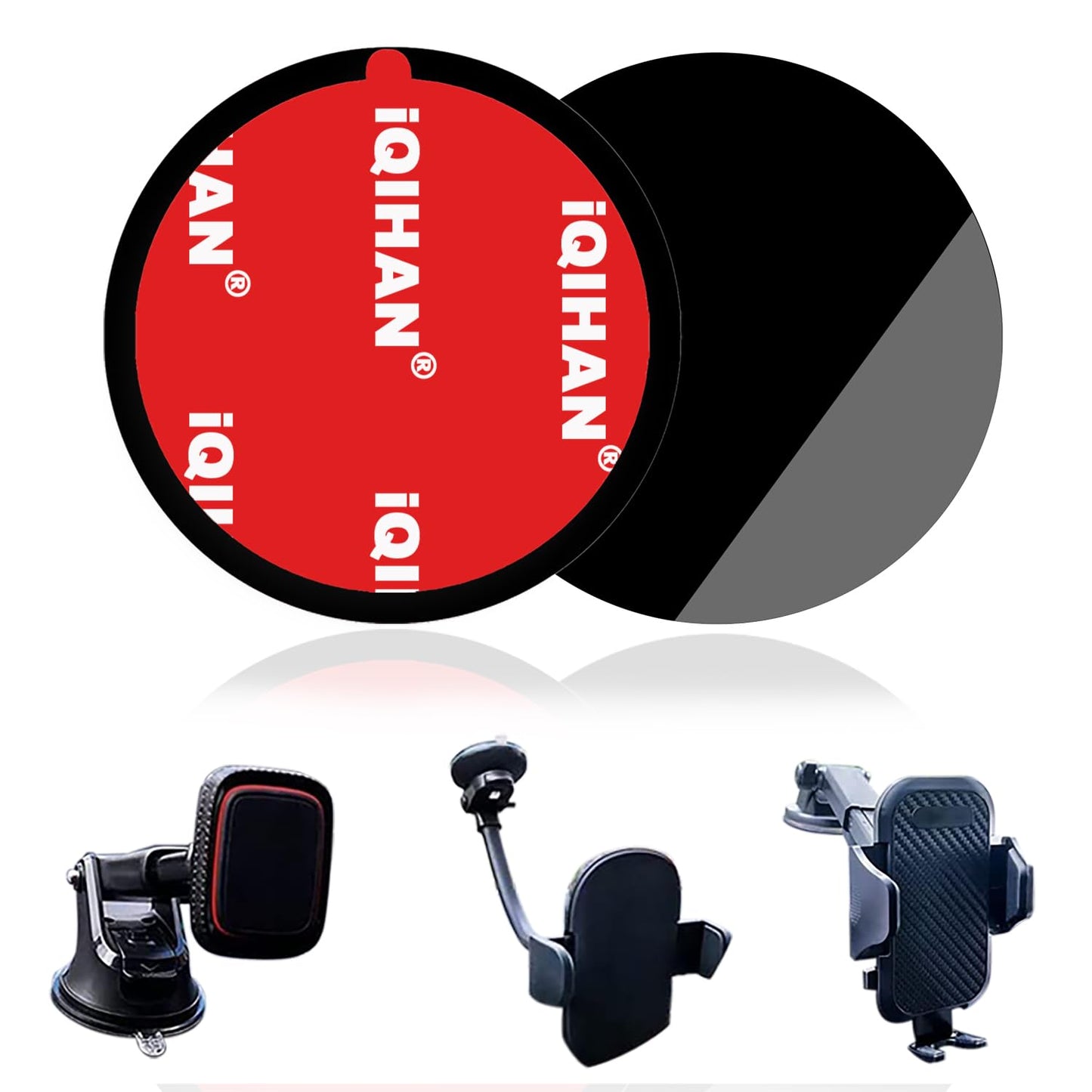 Adhesive Dashboard Pad Mounting Disk for Suction Cup Phone Mount, Heat Resistant Sticky Disc for Car Cell Phone Holder, 2pcs 73mm(2.87") Mount Disk