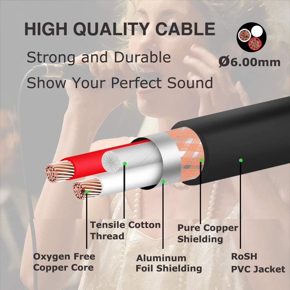 HOSONGIN XLR to USB Recording Cable for Microphones, 48V Phantom Power Required for Condenser Microphones, Plug-and-Play Audio Adapter with Built-in