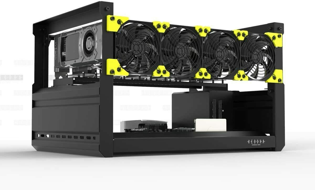 RXFSP 6/8 GPU Aluminum Stackable Open Air Mining Computer Frame Rig Ethereum Veddha (6GPU-T2)