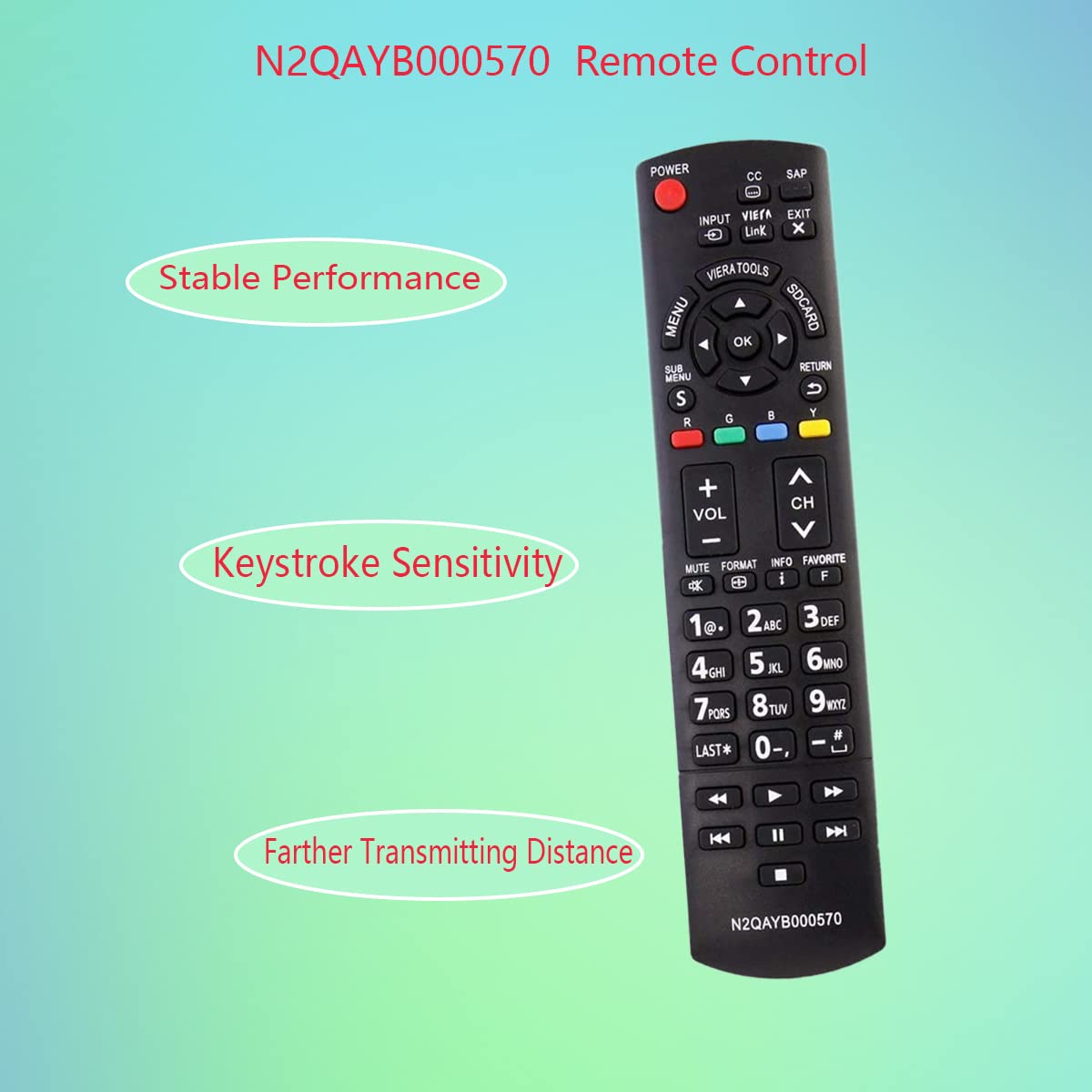 GHUST N2QAYB000570 Remote Control Replacement for Panasonic TV TC-L24C3 TC-L3232C TC-L32C3 TC-L32C3S TC-L32E3 TC-L32U3 TC-L32x30 TC-L37E3 TC-L37U3