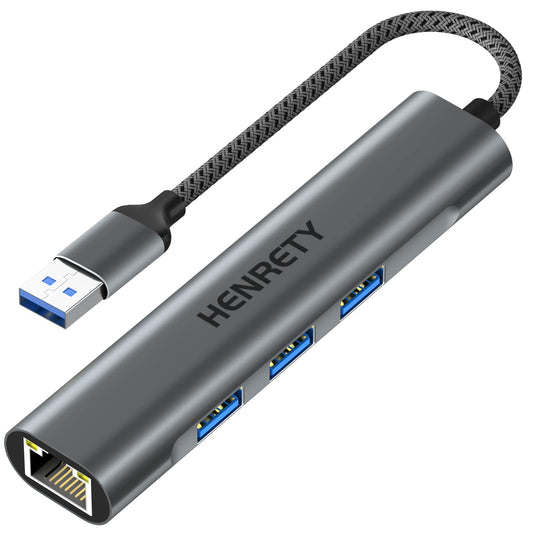 USB to Ethernet Adapter, 4-in-1 Portable Data Hub USB Splitter USB 3.0 Expander with RJ45 Gigabit Ethernet LAN Network Adapter Support Windows