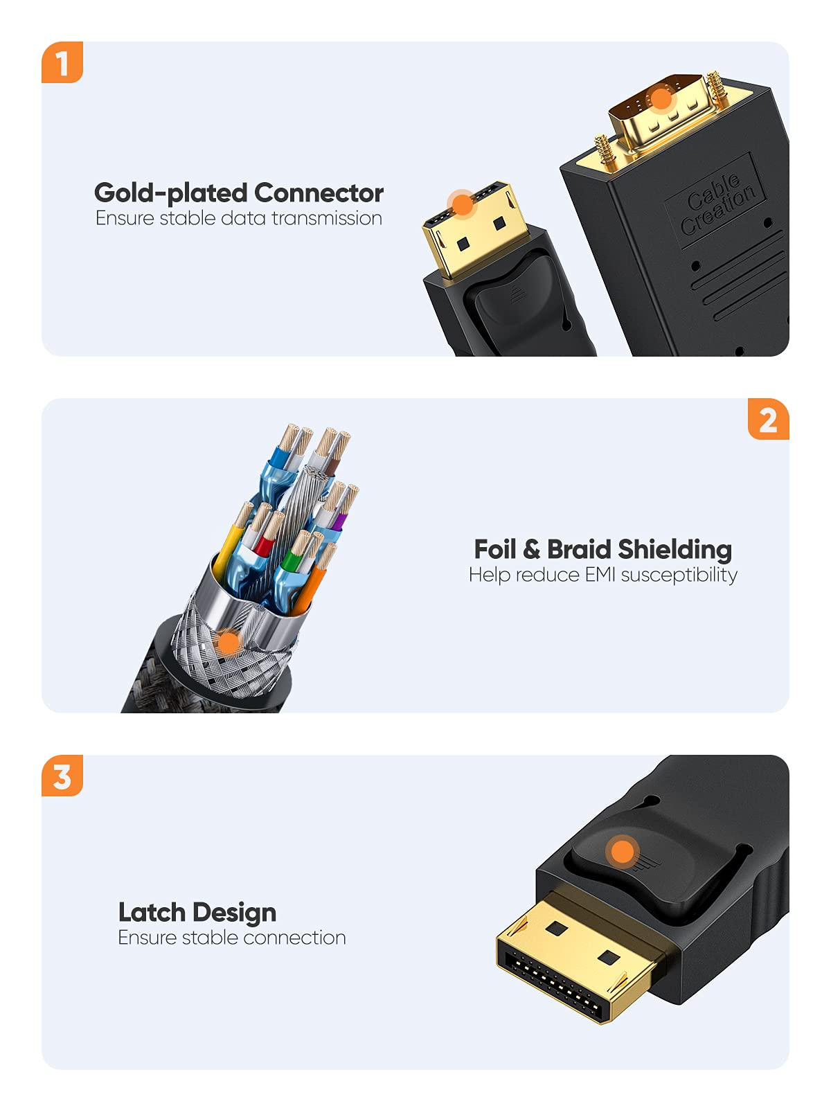 CableCreation Displayport to VGA Cable 6FT, Displayport to VGA Adapter Gold Plated 1080P@60Hz, Standard DP Male to VGA Male Cable, Compatible
