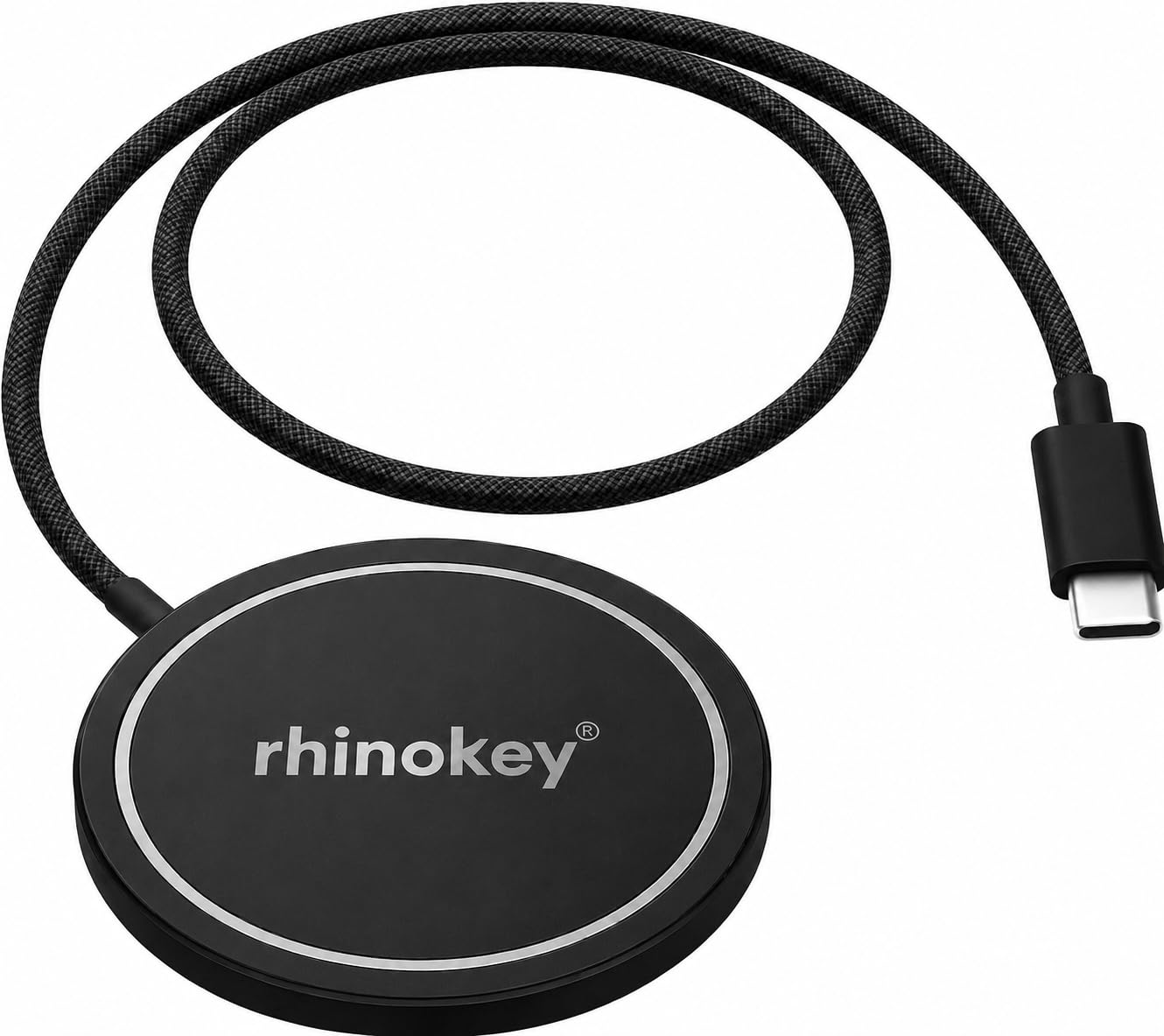 Rhinokey® 15W MagSafe Charger - Qi 1.3 Certified Magnetic Wireless Charger Pad, Slim Aluminum Alloy Fast Charging Pad for iPhone,Tracking Card