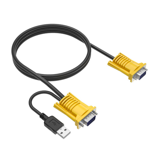 Yinker 10ft USB VGA 2in1 KVM Cable for VGA KVM Switch (1pack, Yellow)