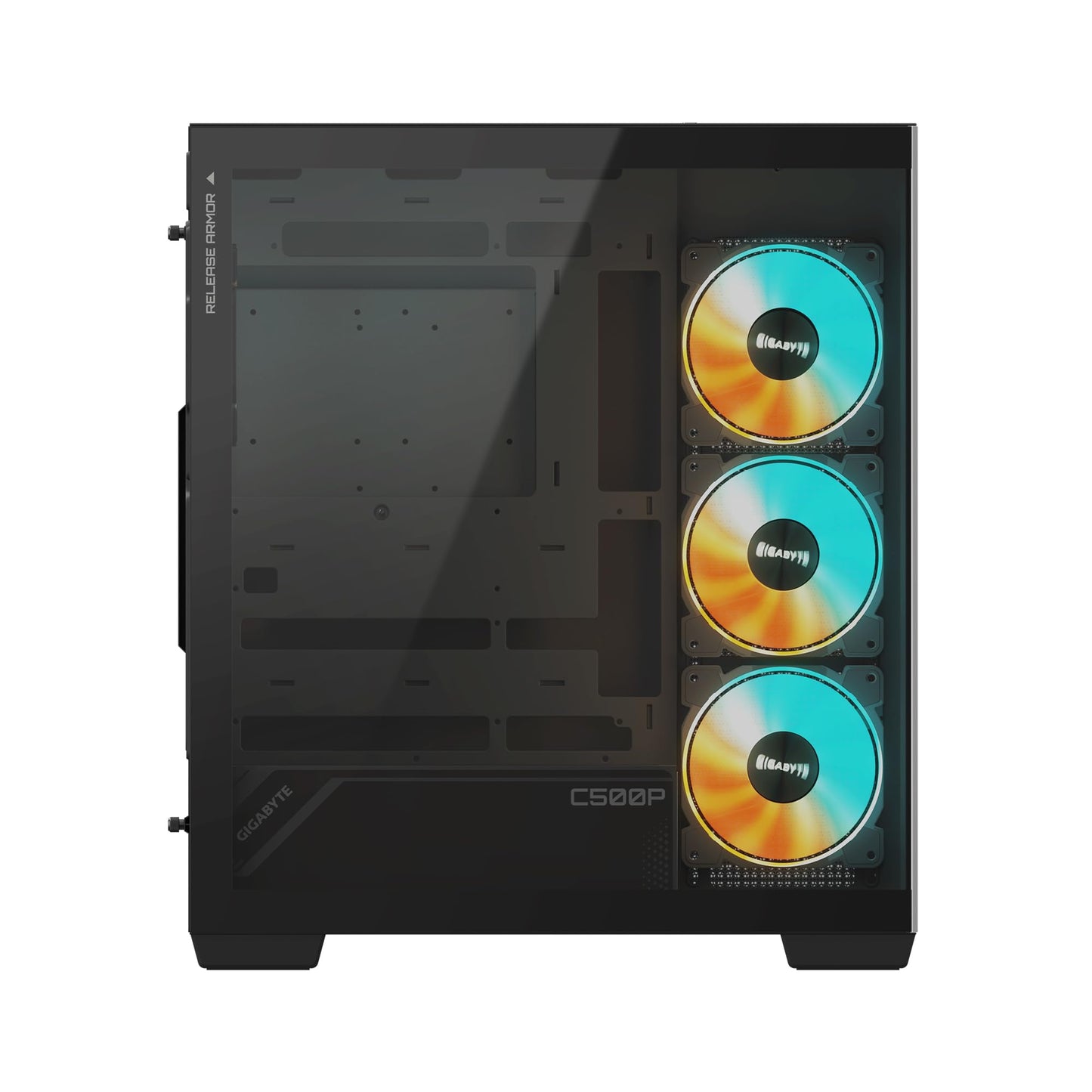 GIGABYTE C500 Panoramic Stealth - Black Mid Tower PC Gaming Case, Tempered Glass, USB Type-C, 4X ARBG Fans Included (GB-C500P ST)