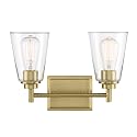 DESIGNERS FOUNTAIN 2-Light Westin Bathroom Vanity Lights Fixture, 15 Inch Wall Mount Sconce for Bedroom or Over Mirror, Brushed Gold, 95702-BG