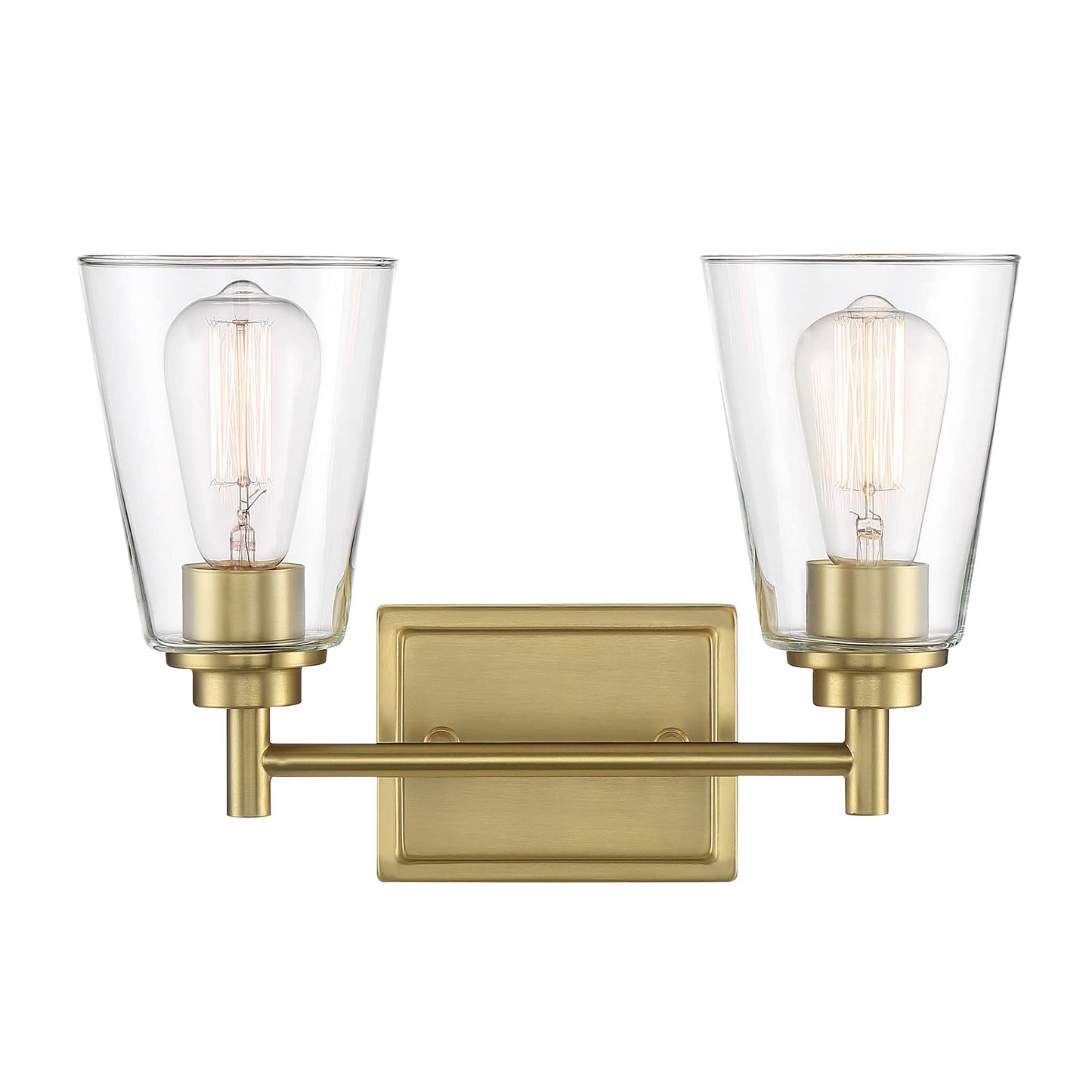 DESIGNERS FOUNTAIN 2-Light Westin Bathroom Vanity Lights Fixture, 15 Inch Wall Mount Sconce for Bedroom or Over Mirror, Brushed Gold, 95702-BG