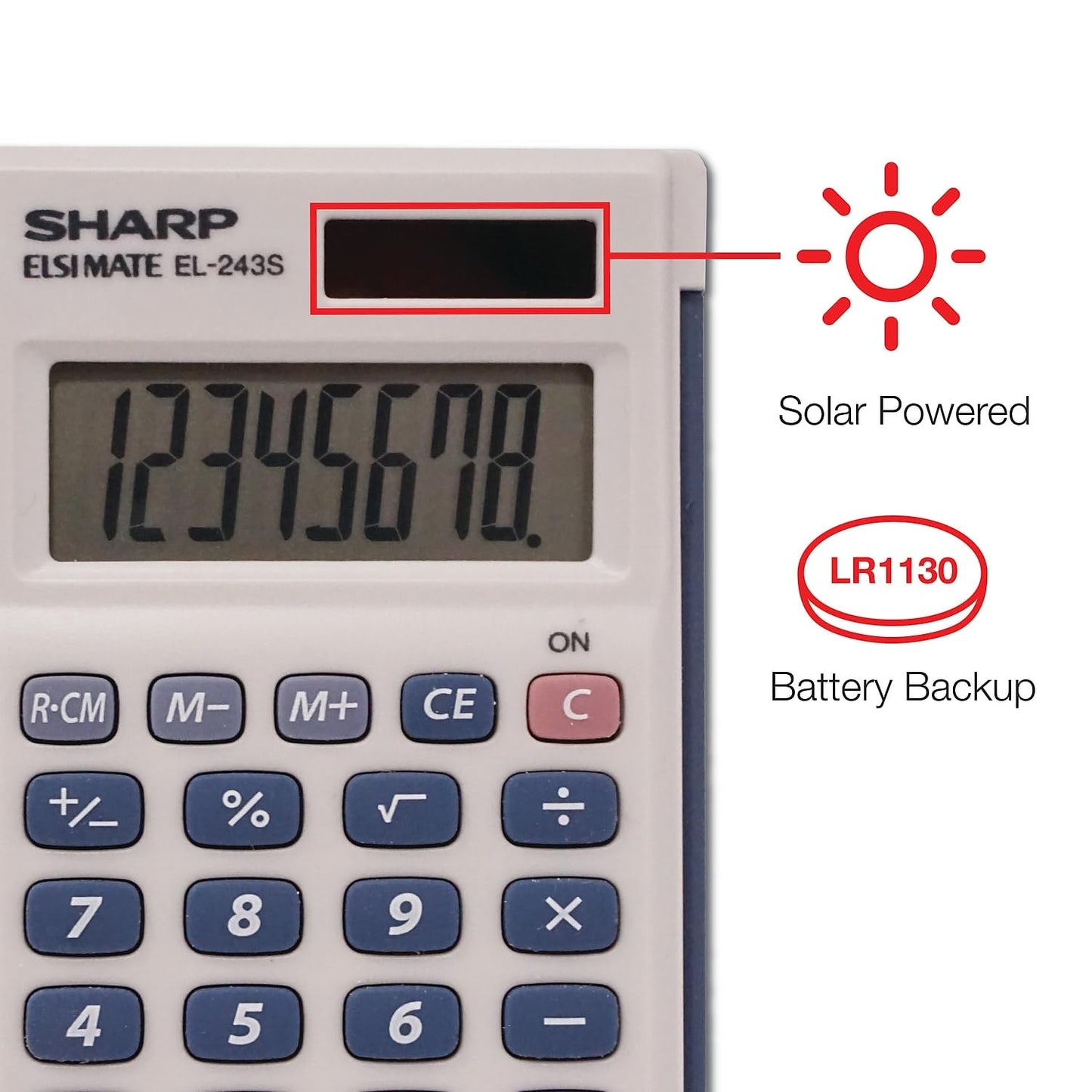 Sharp EL243SB EL-243SB Solar Pocket Calculator 8-Digit LCD