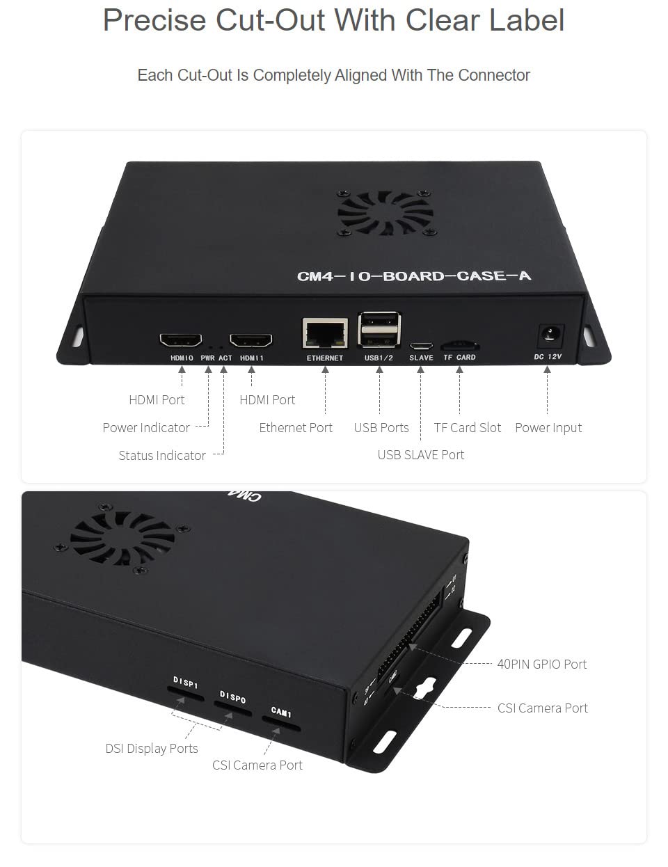 Waveshare Metal Box (A) Designed for Official Raspberry Pi Compute Module 4 IO Board Comes with Cooling Fan Mini Computer Chassis Robust