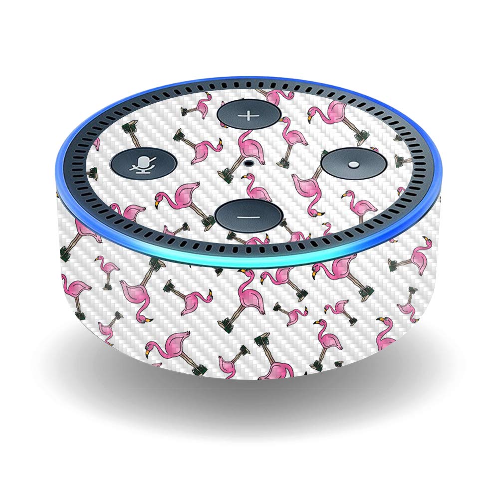 MightySkins Carbon Fiber Skin for Amazon Echo Dot (2ND Gen) - Cool Flamingo | Protective, Durable Textured Carbon Fiber Finish | Easy to Apply…