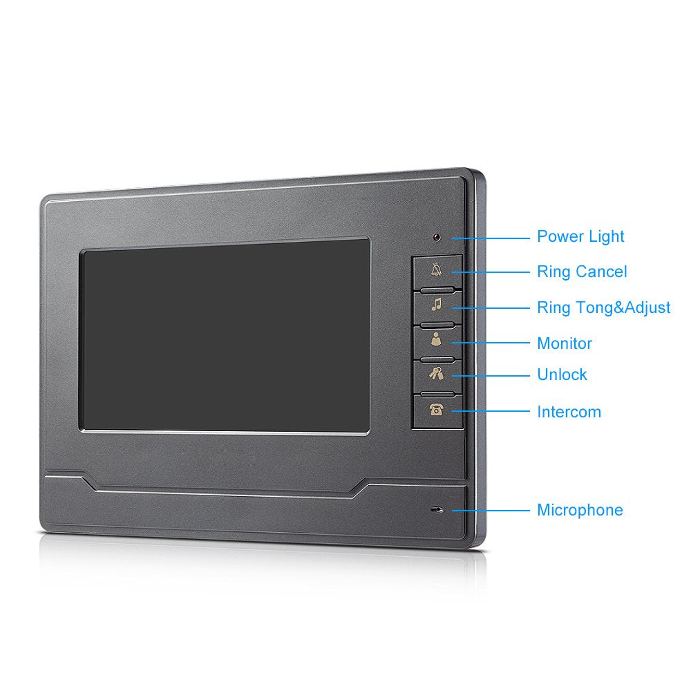 AMOCAM Video Intercom System, Wired 7 Inches Monitor Video doorphone Doorbell System,Video Door Phone HD Camera Kits Support Unlock, Monitoring
