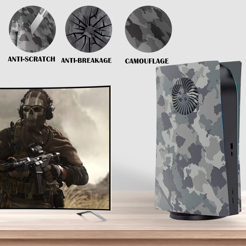 Plate for ps5 Faceplate Case with Cooling Vents Cover Replacement Plate for PS5 Disc Edition Hard Shell Faceplate Camouflage Skin Cover Plates ABS