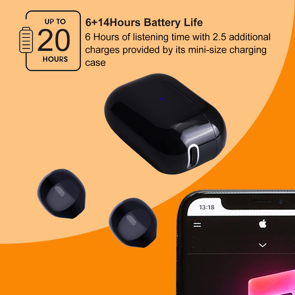 SQRMINI Mini Wireless Bluetooth Earbuds with Microphone,Invisible Bluetooth Headphones for Women and Small Ears with Touch Control, IPX5 Waterprof…