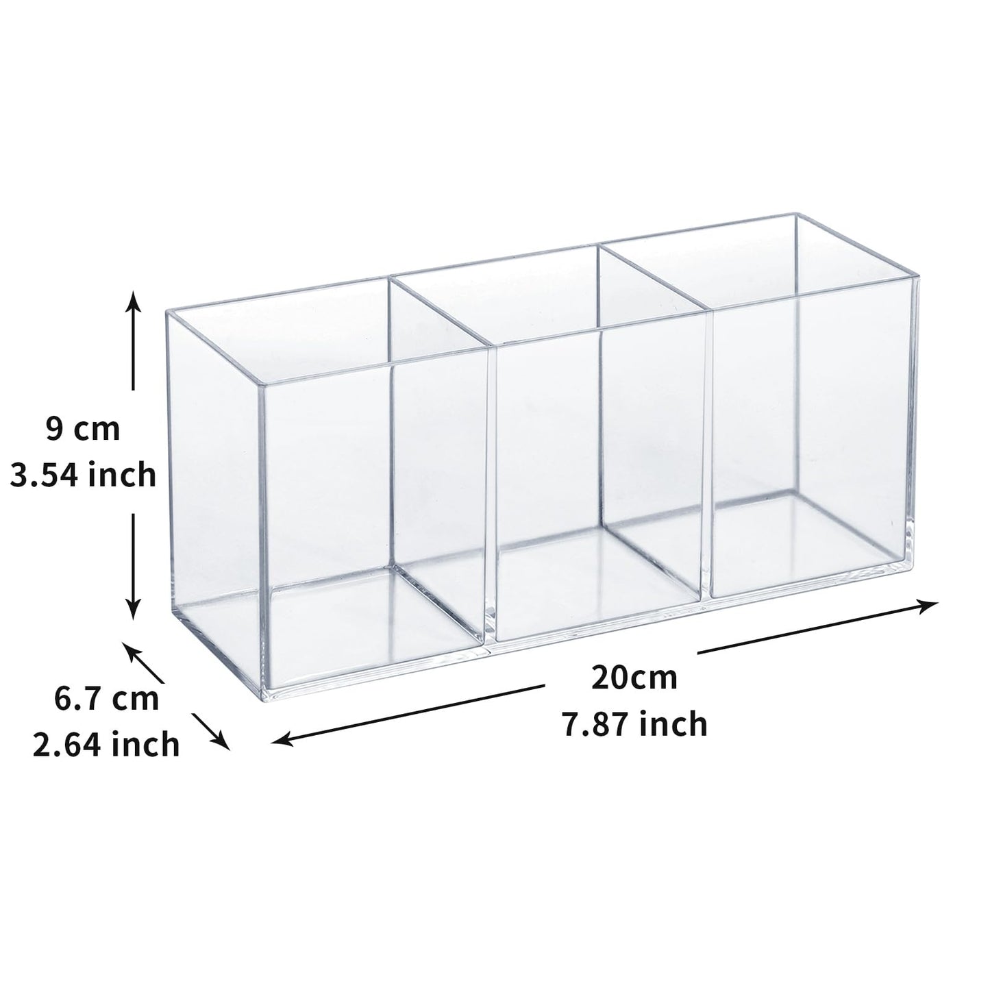elysolpluv Clear Acrylic Silverware & Pen Organizer Caddy, Transparent Plastic Silverware Holder, Perfect for Office, Bedroom, and Bathroom Storage