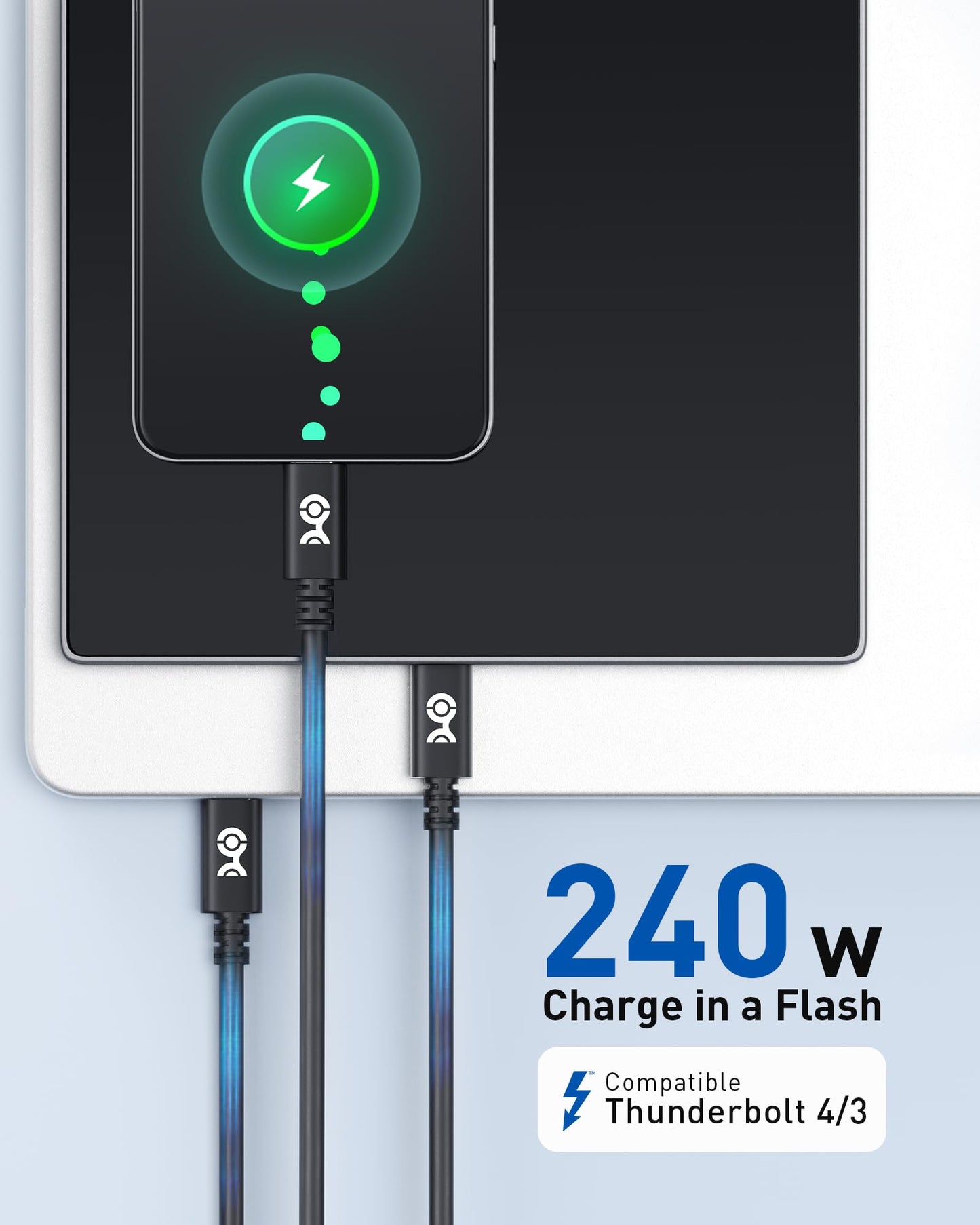 Cable Matters [USB-IF Certified] 240W USB C Cable - 6.6ft, Up to [240W Charging, 480Mbps], No Video Support, USBC Charger Cable/USBC Charging Cord