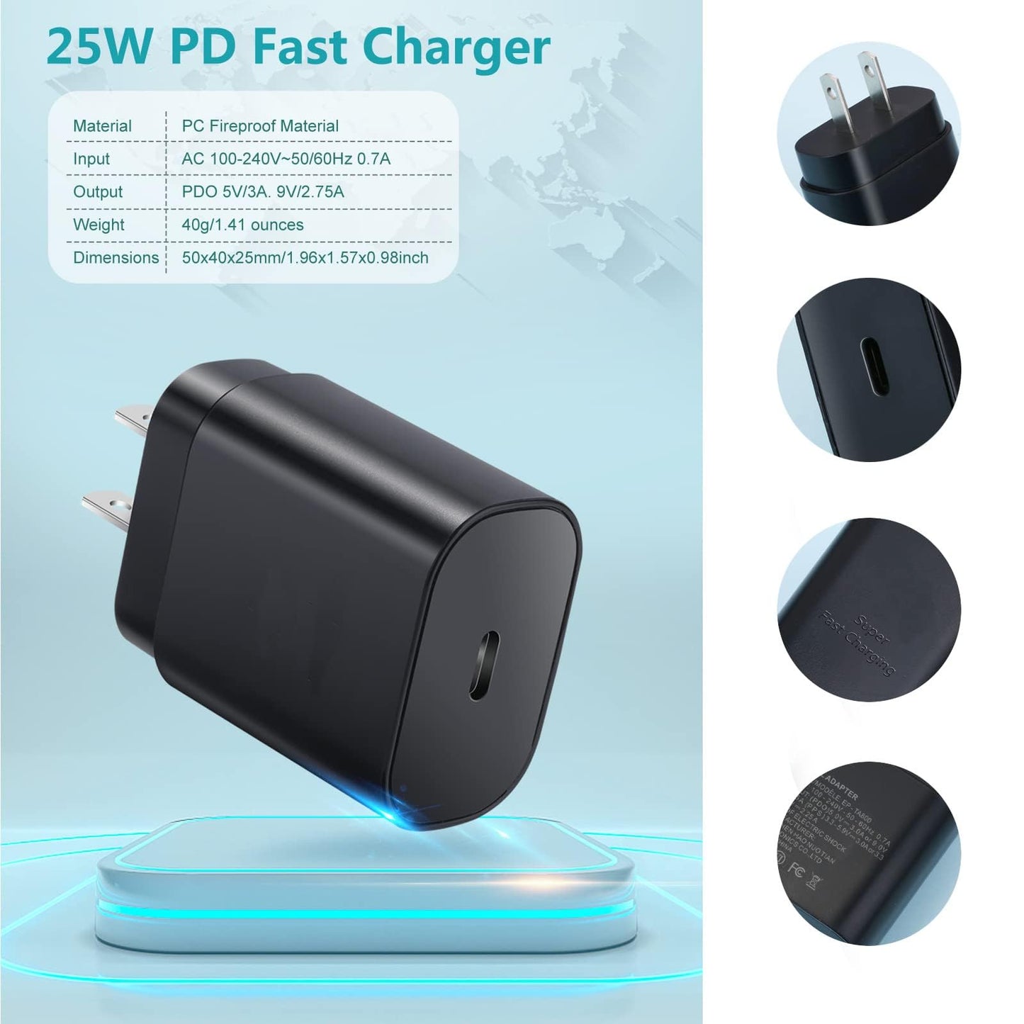 Type C Charger Fast Charging, Eversame 2 Pack 25W USB C Phone Charger Block C Type Charger Compatible with Galaxy S26 S25 S24 S23 S22 S21/iPhone