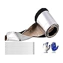 Automotive Heat Shield Sleeve, 3/4" x10 Ft Aluminized Sleeving for Engine Bay, Exhaust Hose & Wiring | High Temp Protection with Hook & Loop |