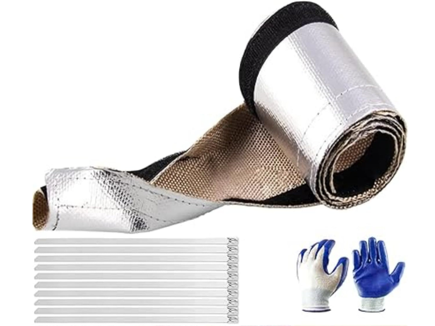 Automotive Heat Shield Sleeve, 3/4" x10 Ft Aluminized Sleeving for Engine Bay, Exhaust Hose & Wiring | High Temp Protection with Hook & Loop |