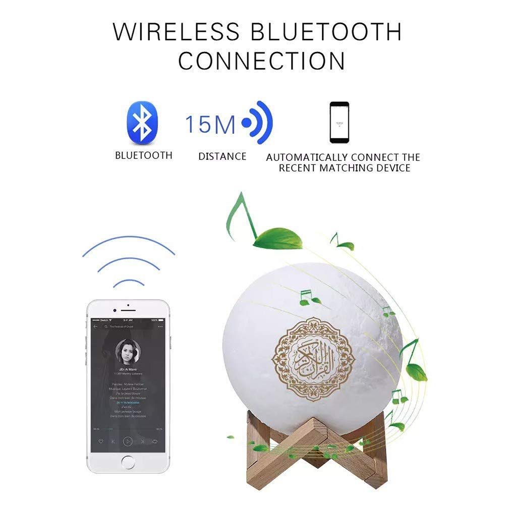 Swthlge 3D Moon Quran Speaker Light, Portable Quran Speaker APP Control Remote Small Moon Light Night Light with Bluetooth Eid Mubarak hajj Gifts…