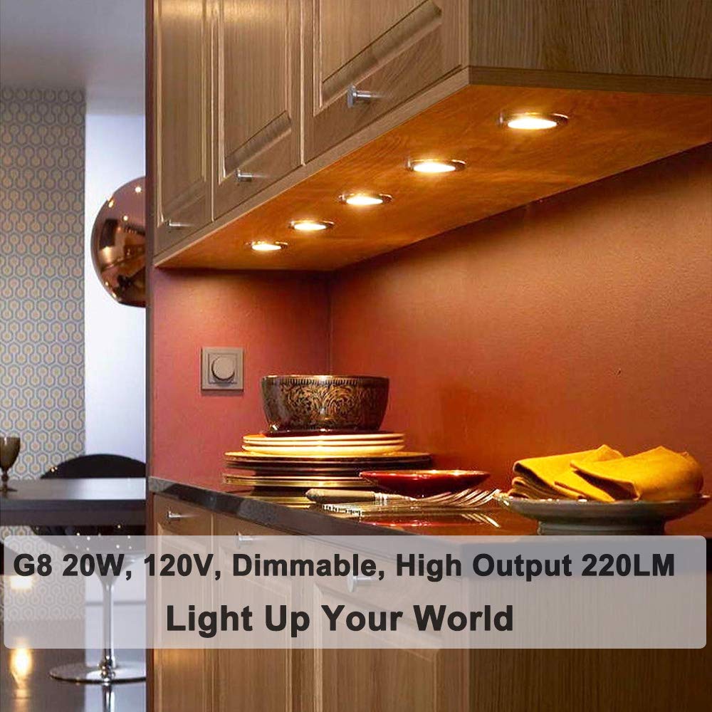 Vinaco G8 Halogen Bulb 20W 120V 2800K for Under Cabinet Puck Light