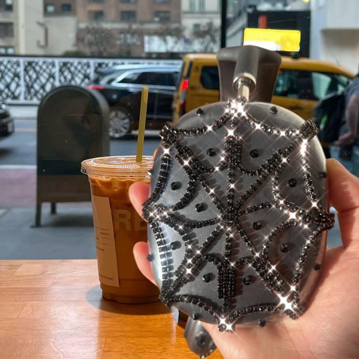 Rhinestones Spider Web AirPods Max Cover Black Glittering Headphones Case for Apple Airpods Max Cute Airpod Pro Max Ear Covers Protective Accessories