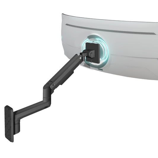 Mount?It! Heavy?Duty Wall Mount Arm for 49? Curved & Ultrawide Monitors, Gas?Spring Full Motion, 23.5? Reach, 44 lb Capacity, VESA 75/100, Single?Stud