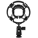 HLGHLG Universal Microphone Shock Mount for 42-46mm Mics, Professional Anti-Vibration Holder with 3/8" or M16 Thread, Compatible with Studio Condenser
