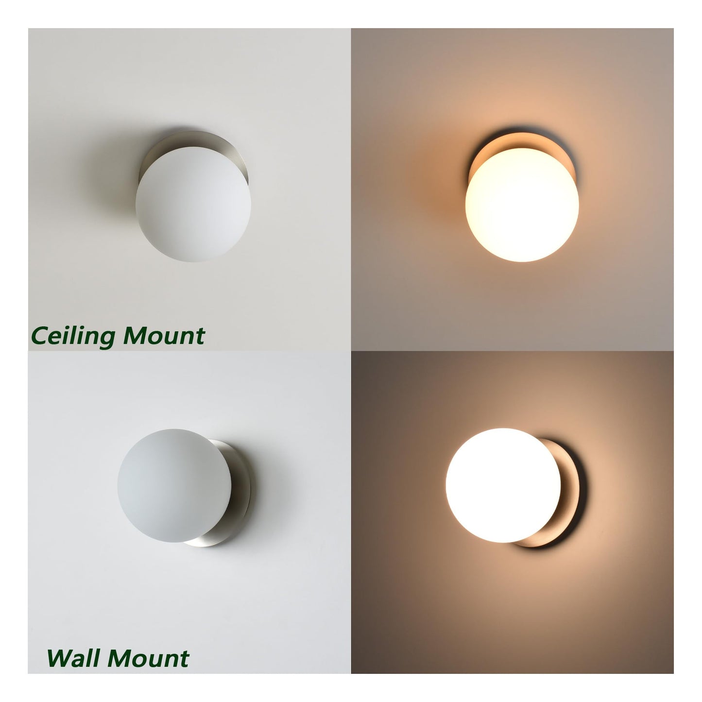 Hanaloa Wall Sconces, 1 Light Modern Globe Sconce in Brushed Nickel, Wall Light for Bedroom Bathroom Living Room & Hallway Vanity Lighting, Ceiling