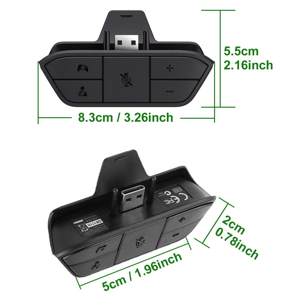 Stereo Headset Adapter for Xbox One and Xbox Series X|S and Elite Controller - Headphone Audio Converter for Voice Chat & Game Sound Mix and Mic