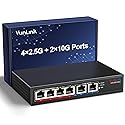 10Gb Ethernet Switch with 4 x 2.5GbE + 2 x 10GbE RJ45 Ports, VunLink 6 Port 10G/2.5G Multi-Gigabit Unmanaged Network Switch, Plug and Play, Fanless