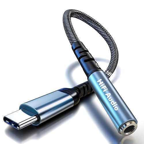 Cyberguys! USB C to 3.5mm Audio Adapter, Aux to USB C Headphone Jack Dongle w/Hi-Fi DAC Chip, in-Line Control & Mic Support Compatible with iPhone