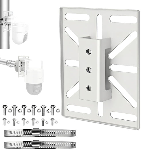 FINXRoll 4.92"x4.02" Universal CCTV Camera Mount Adapter with Hose Clamps, Pole/Pipe Mounting Plate for Security Cameras