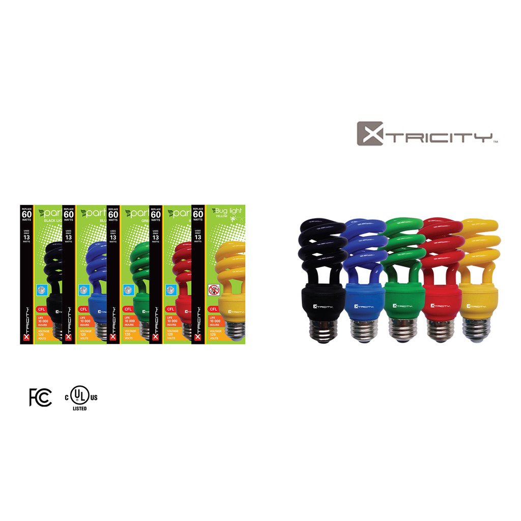 CFL Compact Fluorescent Green light bulbs Colored Light Bulb (2 Pack)
