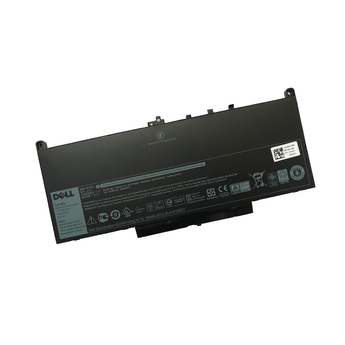 DELL J60J5 7.6V 55Wh 4-Cell Notebook Battery For DELL Latitude E7270 Latitude E7470 Series Laptops Part Number: J60J5 R1V85 WYWJ2 5F08V MC34Y 0MC34Y