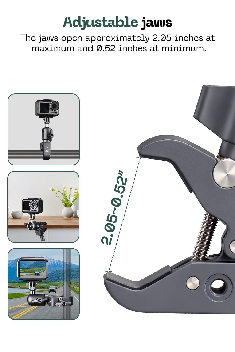 FANAUE Action Camera Universal Ball Adapter with Handlebar Base Mount Strong Rod Clamp,B Size 1" Ball Compatible Gopro Hero Series/AKASO/DJI/Action