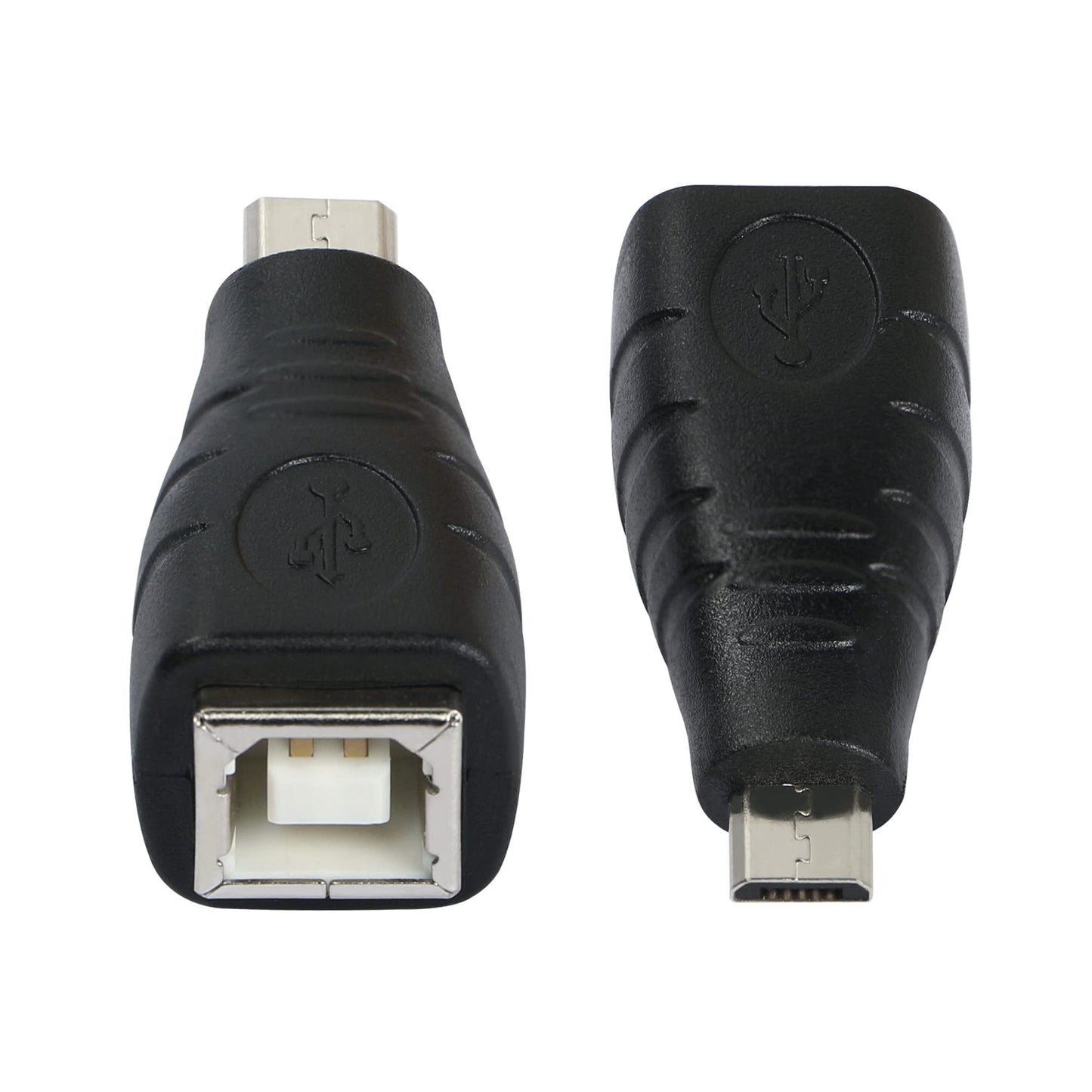 QIANRENON 2pcs Micro USB 2.0 B Male to USB 2.0 Type B Female Adapter Rechargeable Suitable for Printers,Scanners,Faxes with USB B Interface