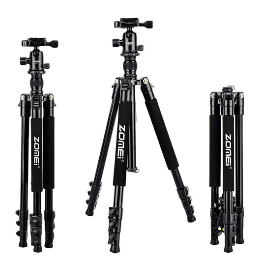 Zomei Q555 62.5'' Camera Tripod,Lightweight and Compact Aluminum Portable Travel Tripod with 360 Degree Ball Head for Vlog Nikon Canon Sony All DSLR