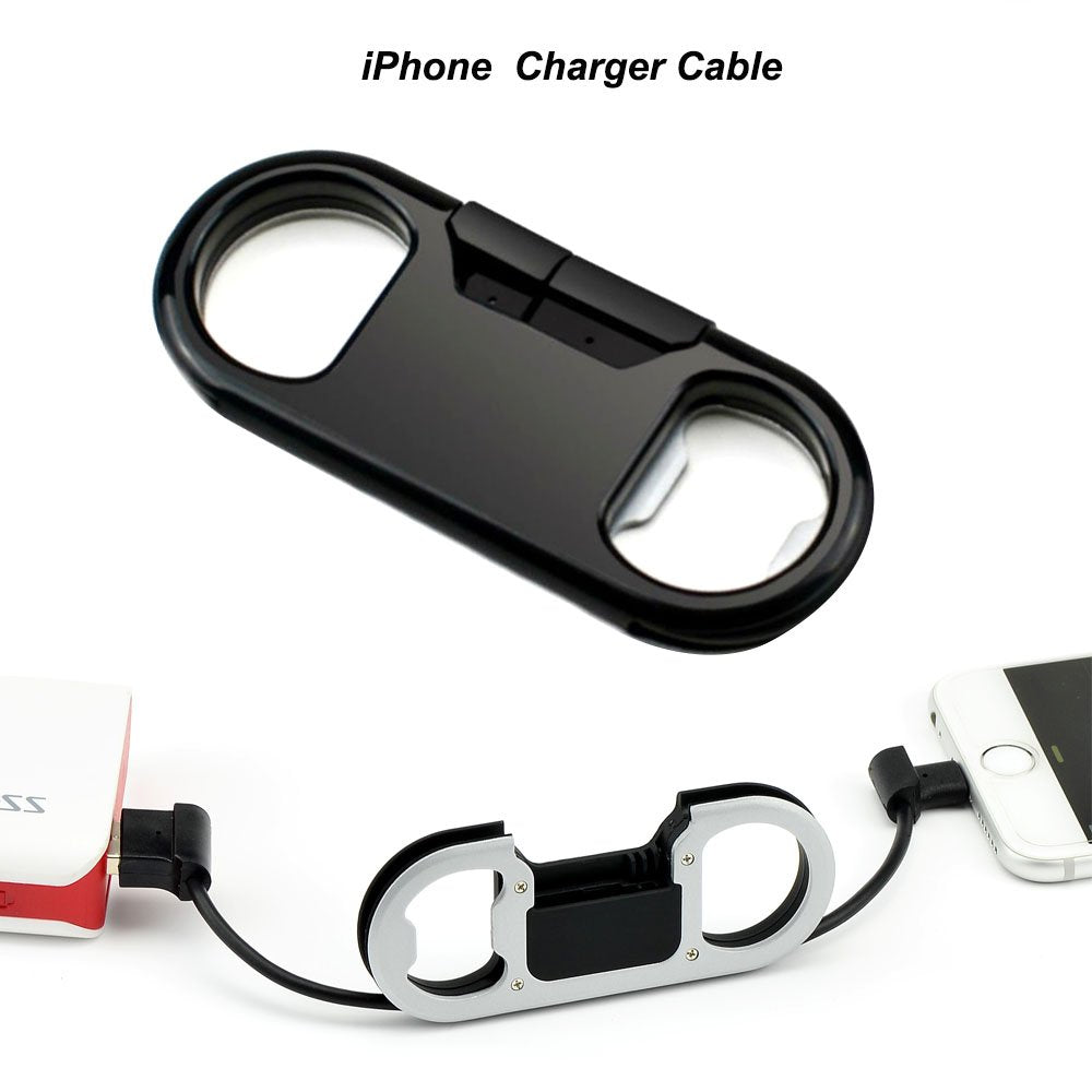 i-Dawn Compatible iPhone Charge Cable + Keychain + Bottle Opener + Aluminum Carabiner,Portable Multifunction Keychain Bottle Opener USB Charging Cord