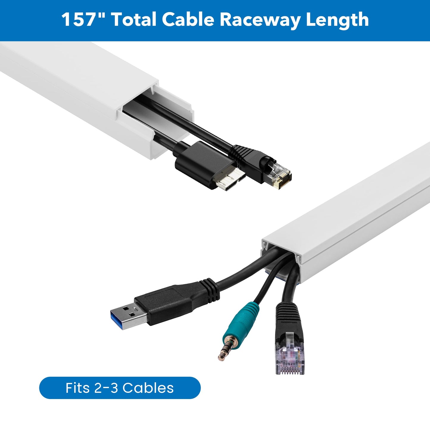Mount-It! 157in Cord Hider Kit - Paintable Cable Raceway for TV Cables, Wires, and Power Cords, Wire Cover & Cable Concealer, Fire-Retardant Design
