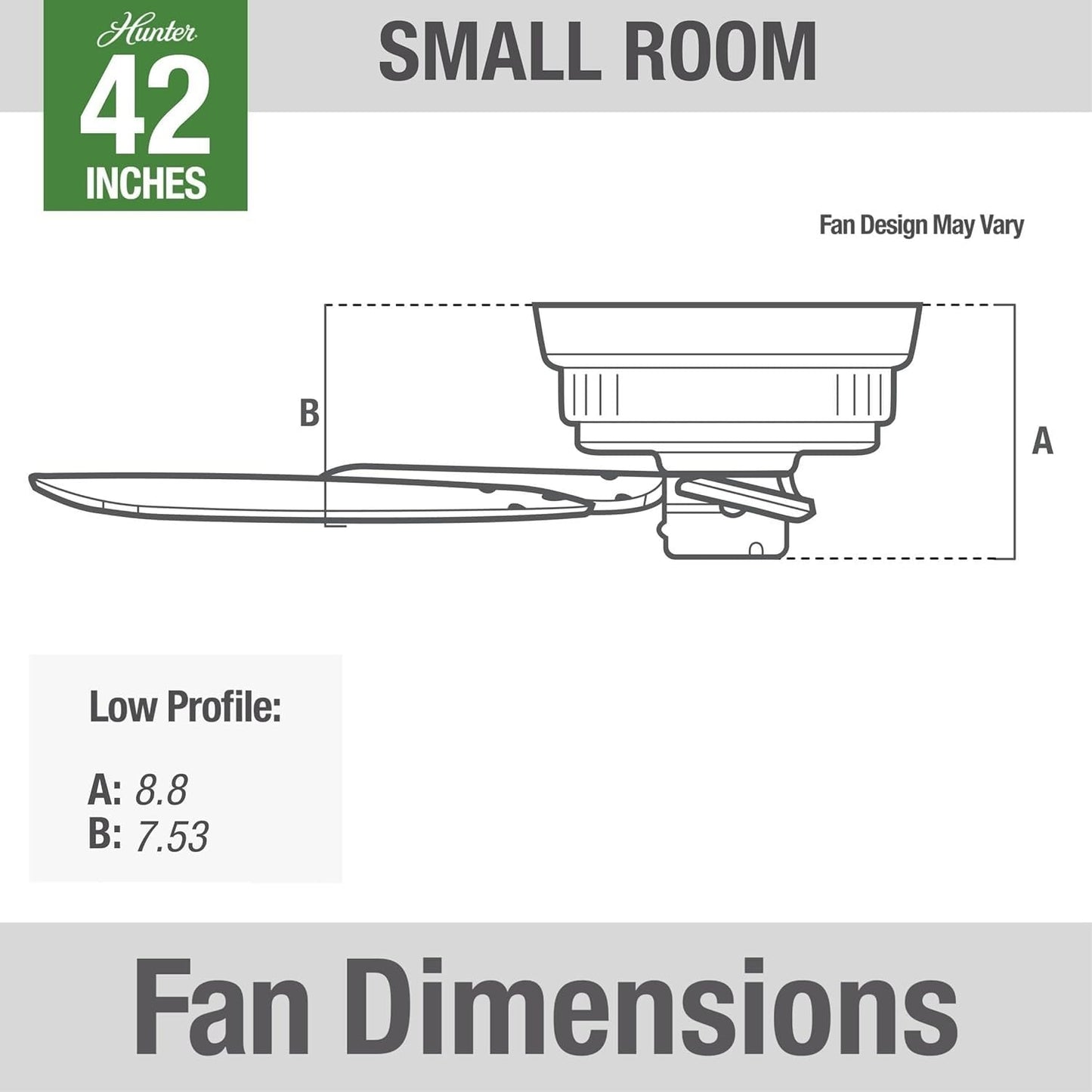 Hunter Fan 42in New Bronze Finish Low Profile Ceiling Fan with Reversible Weathered Oak / Wine Country Blades (Renewed)