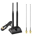 Eightwood 2.4GHz 5GHz Dual Band WiFi Antenna RP-SMA Male Antenna + RP-SMA Female Cable 6 inch (2-Pack) for Mini PCIe Network Card USB WiFi Adapter